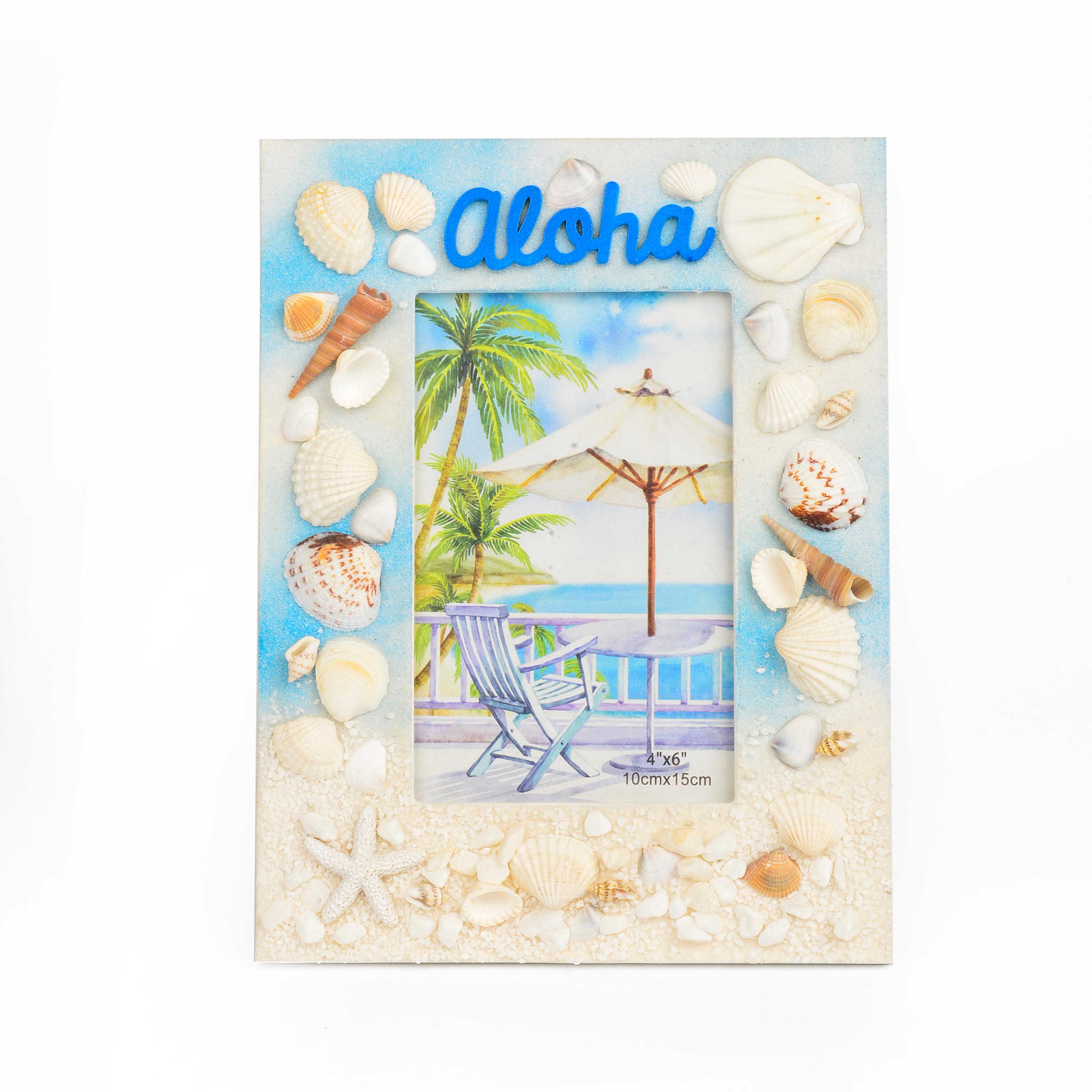 丽飞海洋系列旅游创意工艺品海滩贝壳海螺珊瑚工艺相框0004