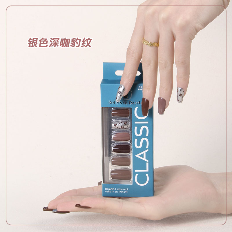 24-piece short ballet new packaging, new type A, popular European and American style wearable nail, silver scallion powder in stock