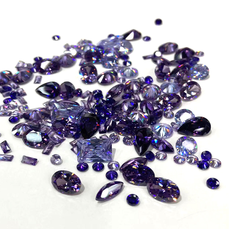 锆石彩色紫色混装裸石宝石DIY配件锆石手机美甲锆石批发