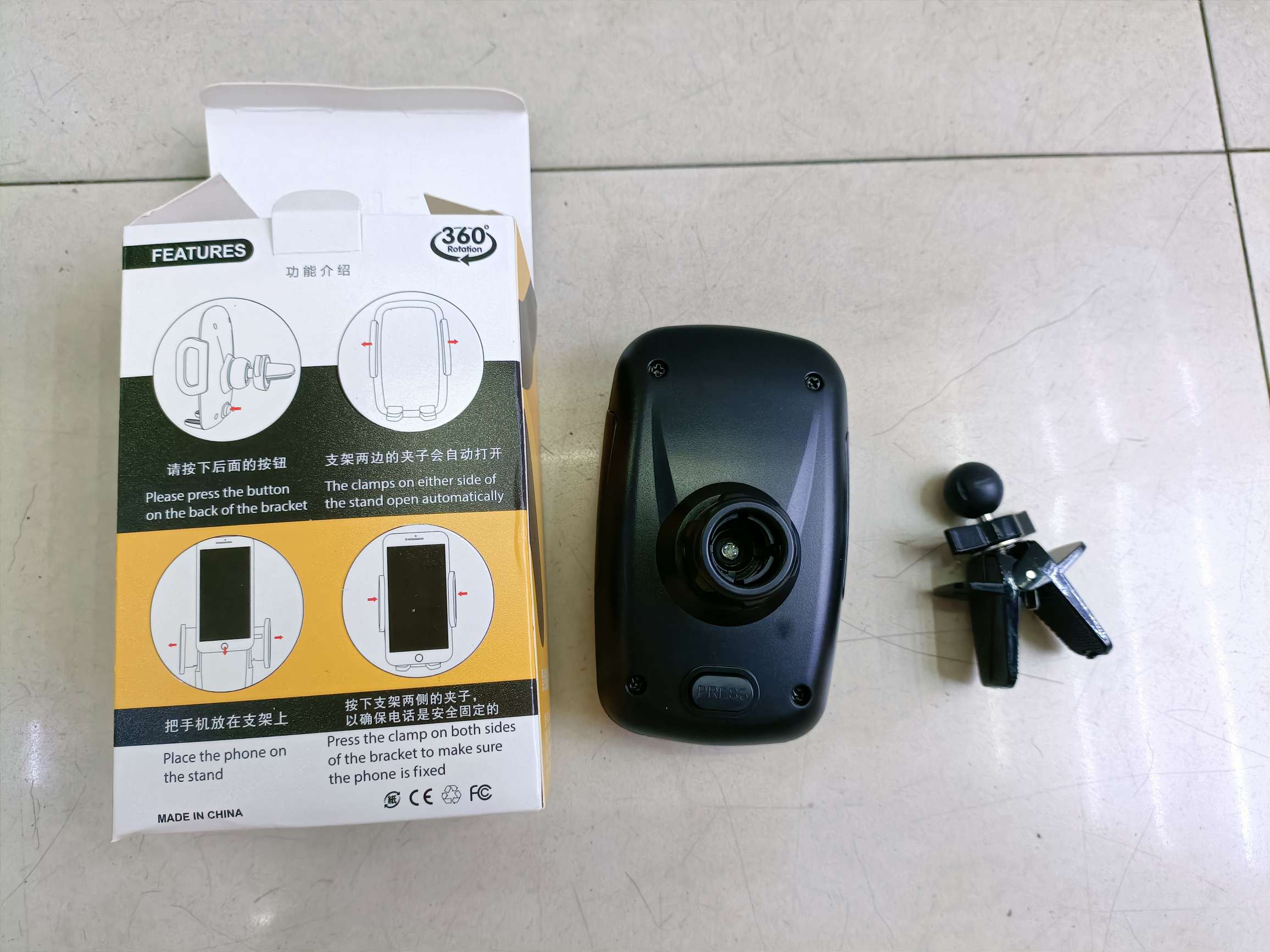 旋转出风口夹手机支架 车载手机支架详情图2