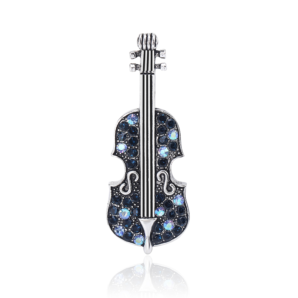 High-end and exquisite violin brooch, retro full diamond instrument pin, elegant accessory for men's and women's suits, violin brooch, men's and women's accessory, high-end decoration, exquisite pin, secure clothes, anti-exposure button, brooch, retro Item Picture