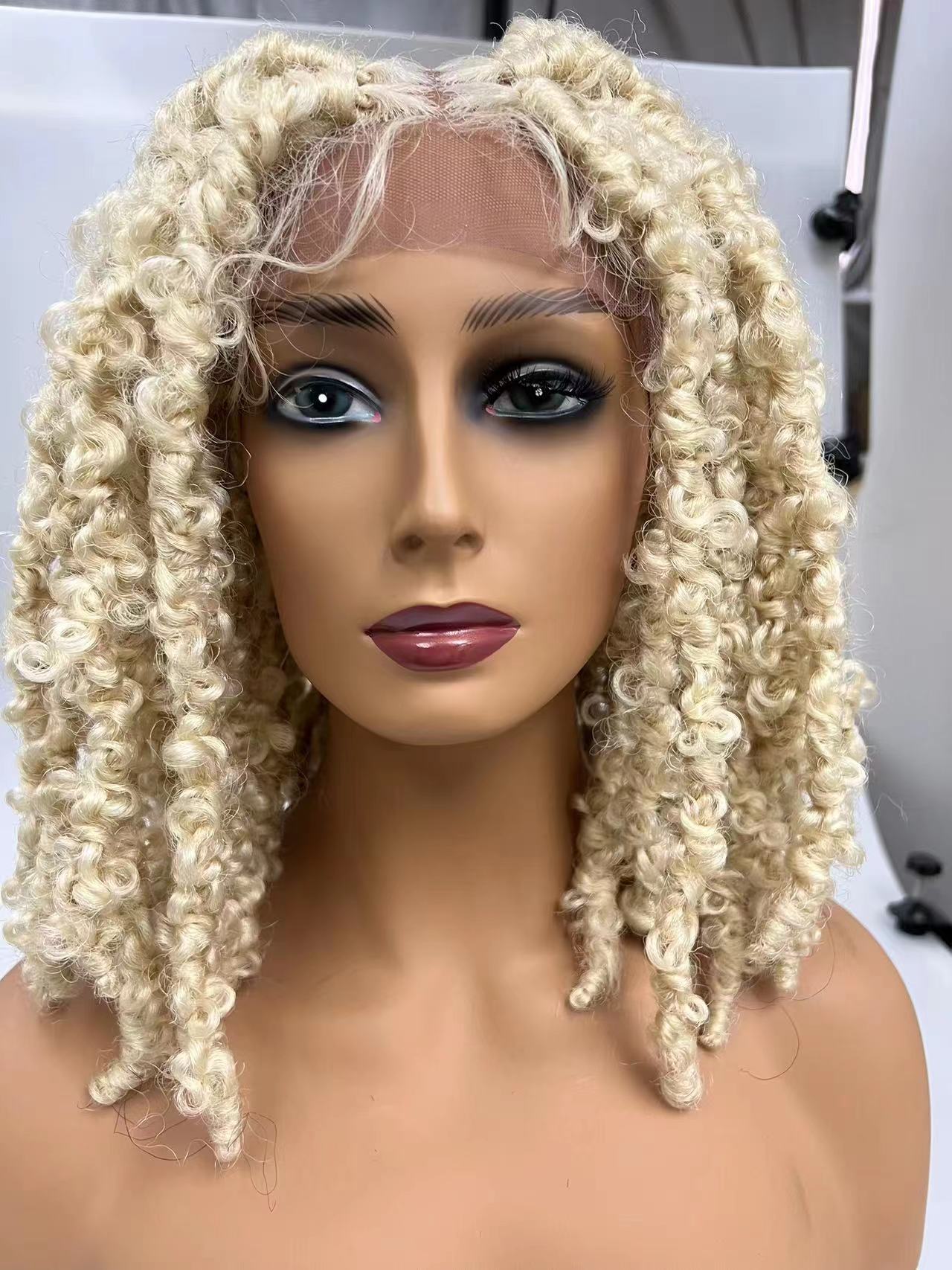 New African bestseller, mid-parted yellow explosive curly hair 360 lace wigs vendor pic 11