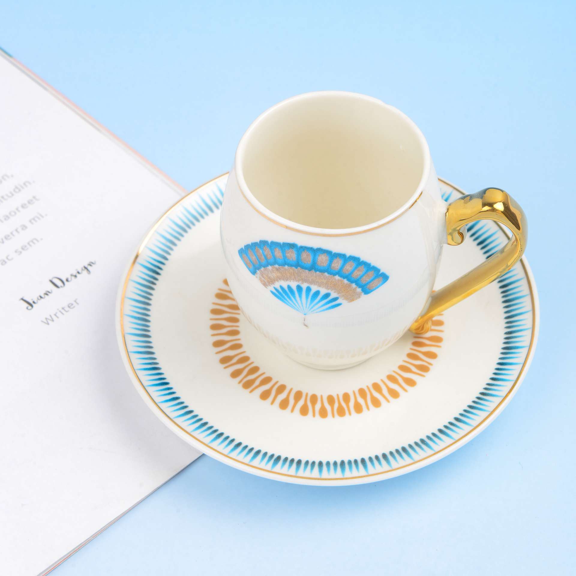 Ceramic six-cup saucer gift box packaging for export to the Middle East, Qatar. Best-selling coffee cups and saucers 2302 details Picture