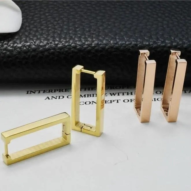 Stainless steel earrings, rectangular ear buckles, irregular-shaped ear rings, golden earrings, bestsellers in foreign trade Specification image