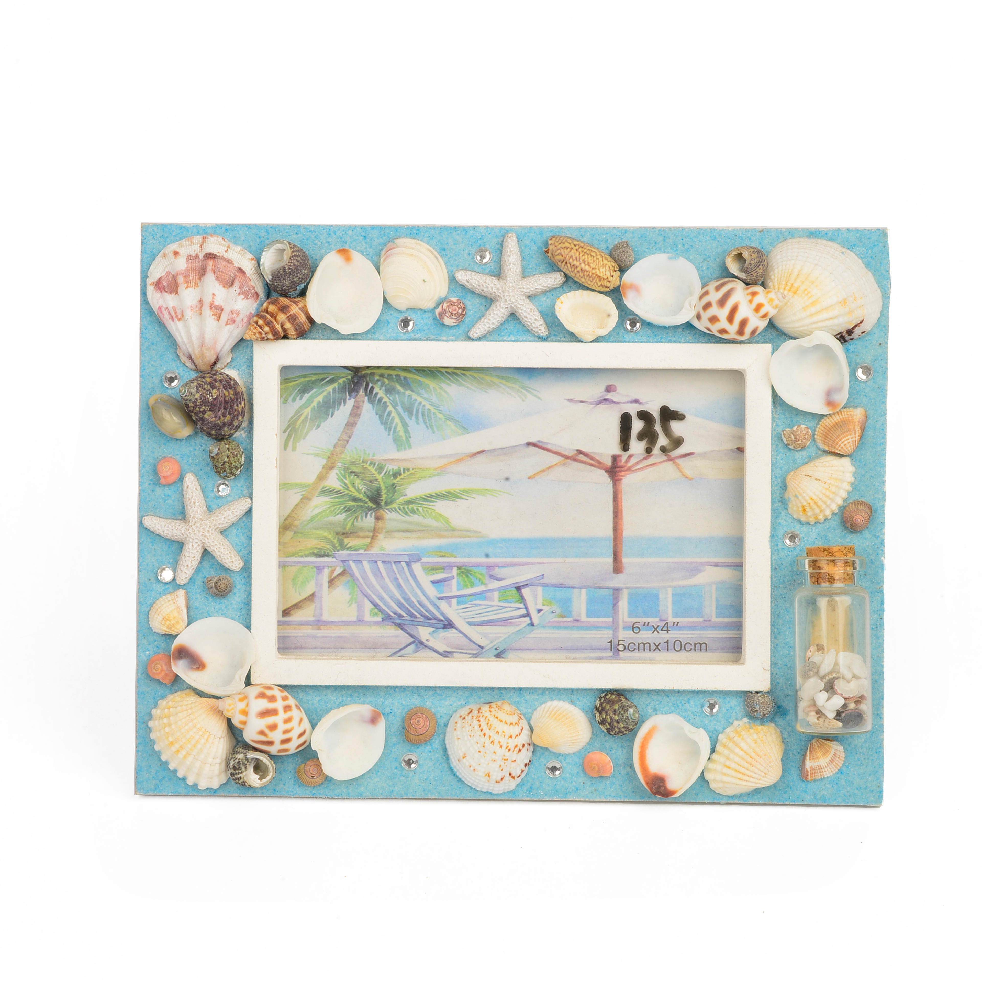 丽飞海洋系列旅游创意工艺品海滩贝壳海螺珊瑚工艺相框X0015