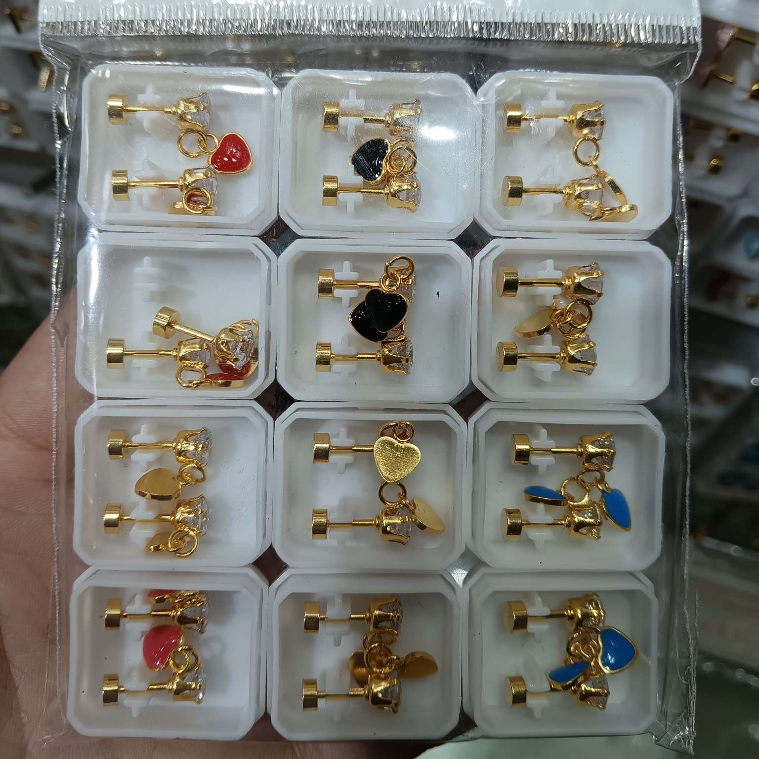 Stainless steel oil-dripping ear studs, stainless steel zircon ear studs, lead screw ear studs