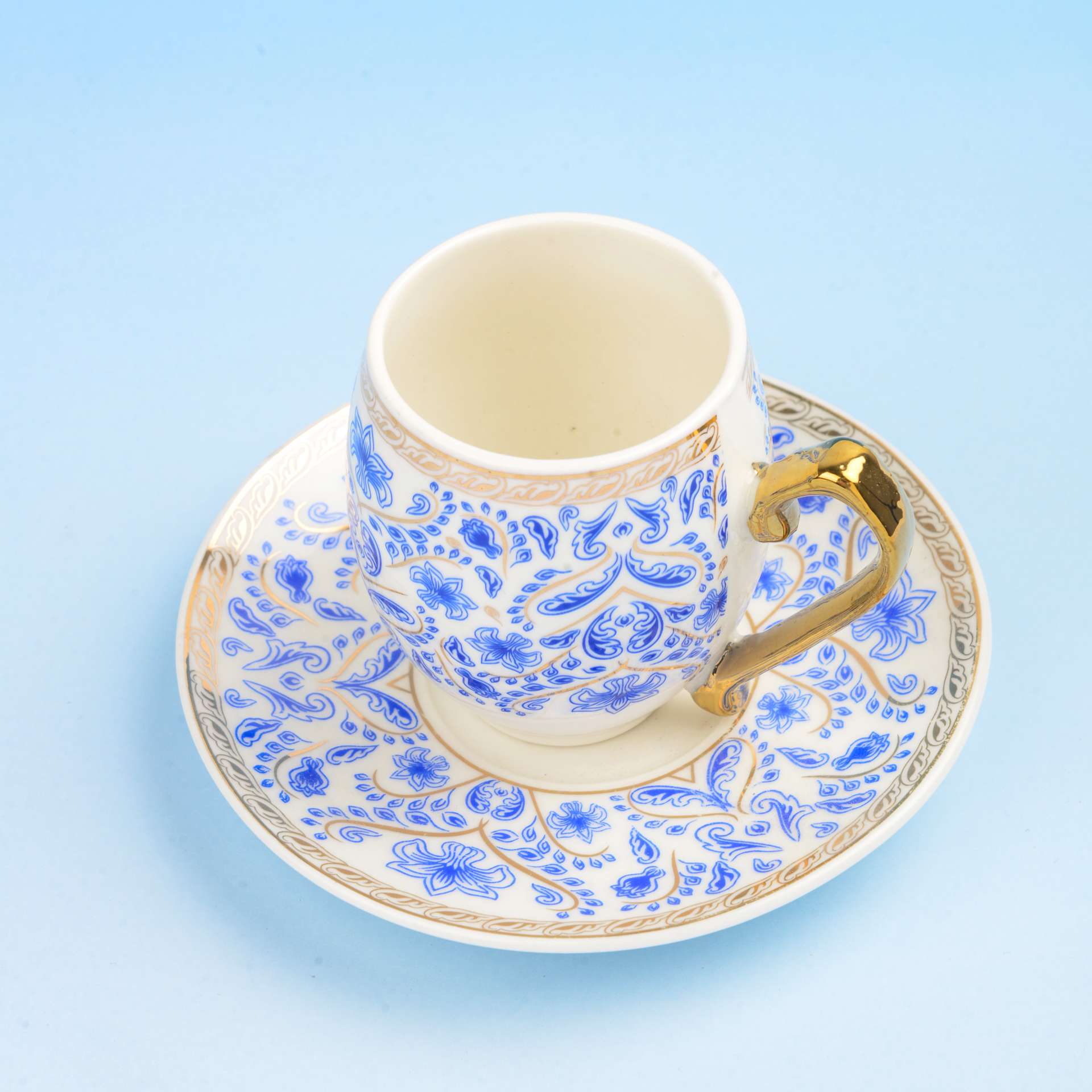 Ceramic six-cup saucer gift box packaging for export to the Middle East, Qatar. Best-selling coffee cups and saucers 2305 Specification image