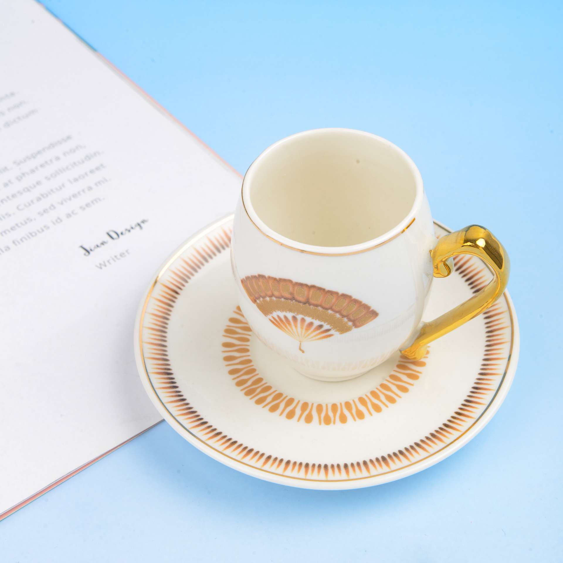 Ceramic six-cup saucer gift box packaging for export to the Middle East, Qatar. Best-selling coffee cups and saucers 2301 Specification image