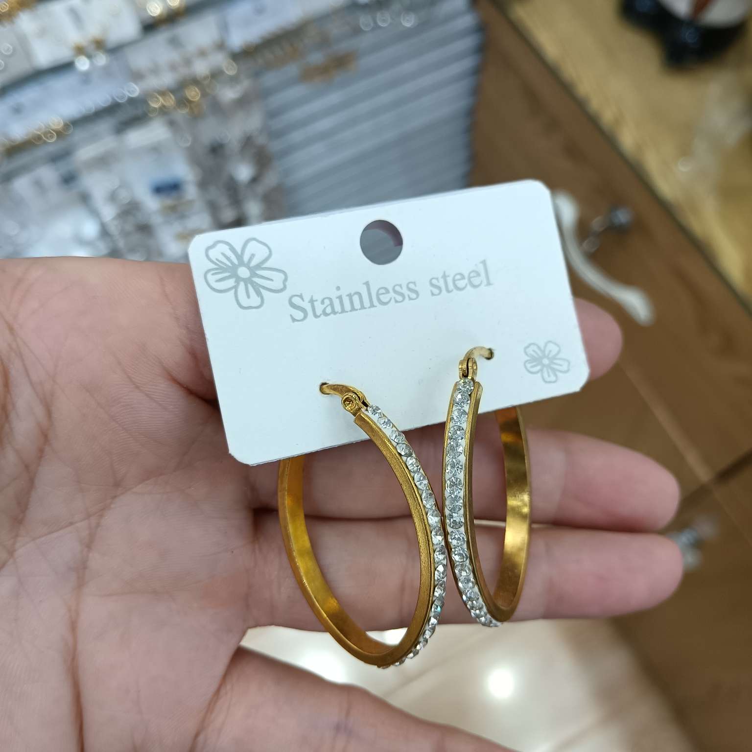 Stainless steel earrings, mud diamond ear rings, diamond earrings