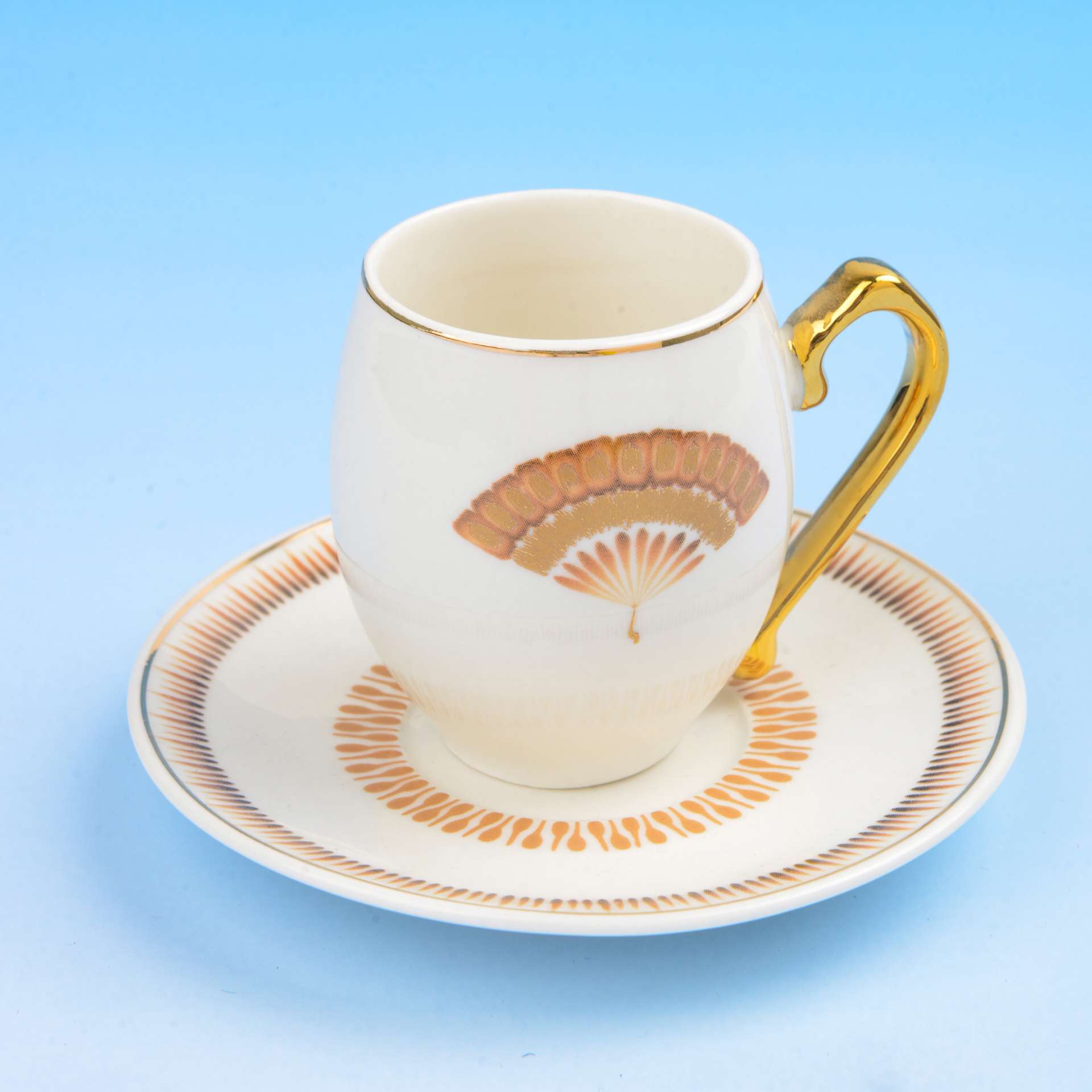 Ceramic six-cup saucer gift box packaging for export to the Middle East, Qatar. Best-selling coffee cups and saucers 2301