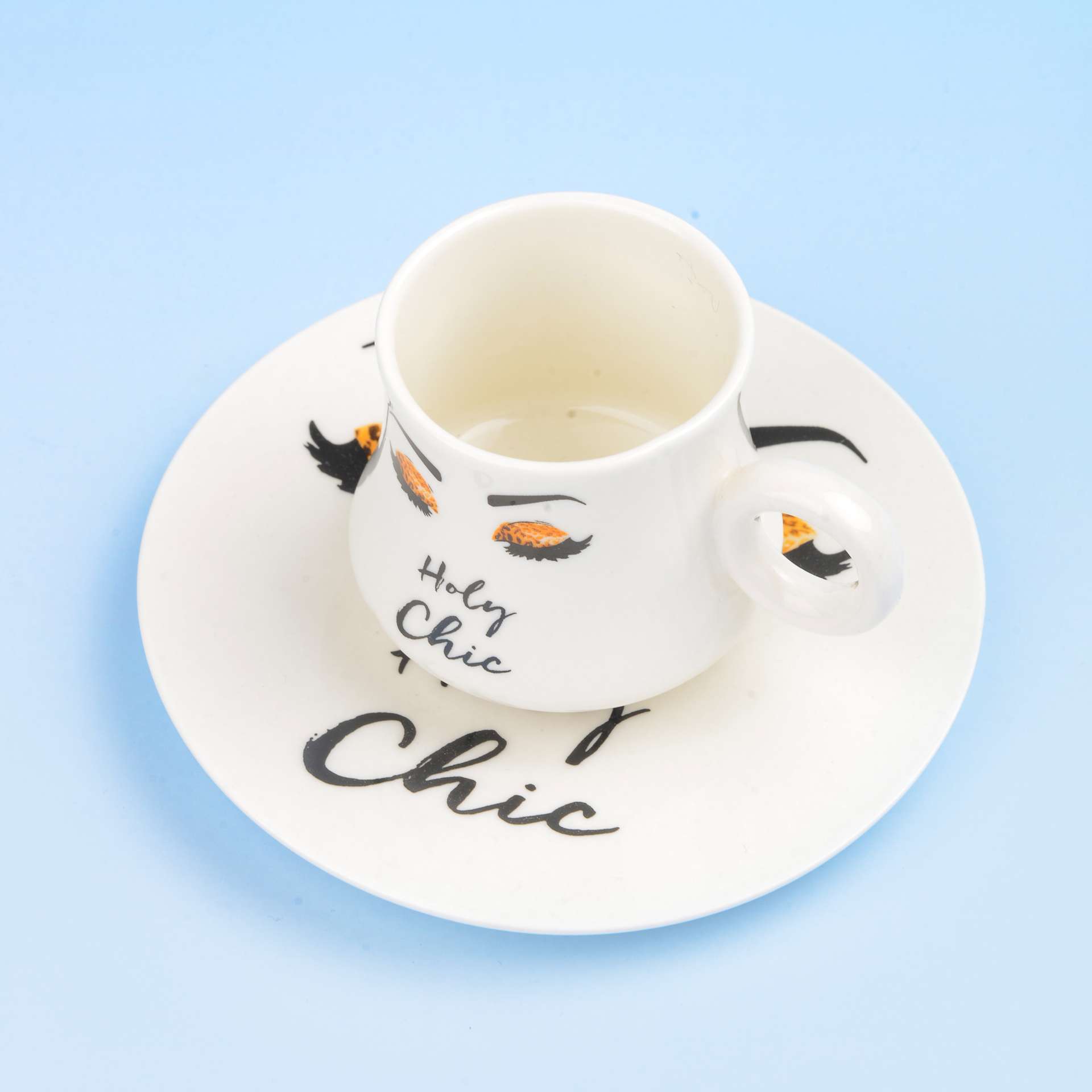 Ceramic six-cup and saucer gift box packaging for export to the Middle East, a best-selling coffee cup and saucer details Picture