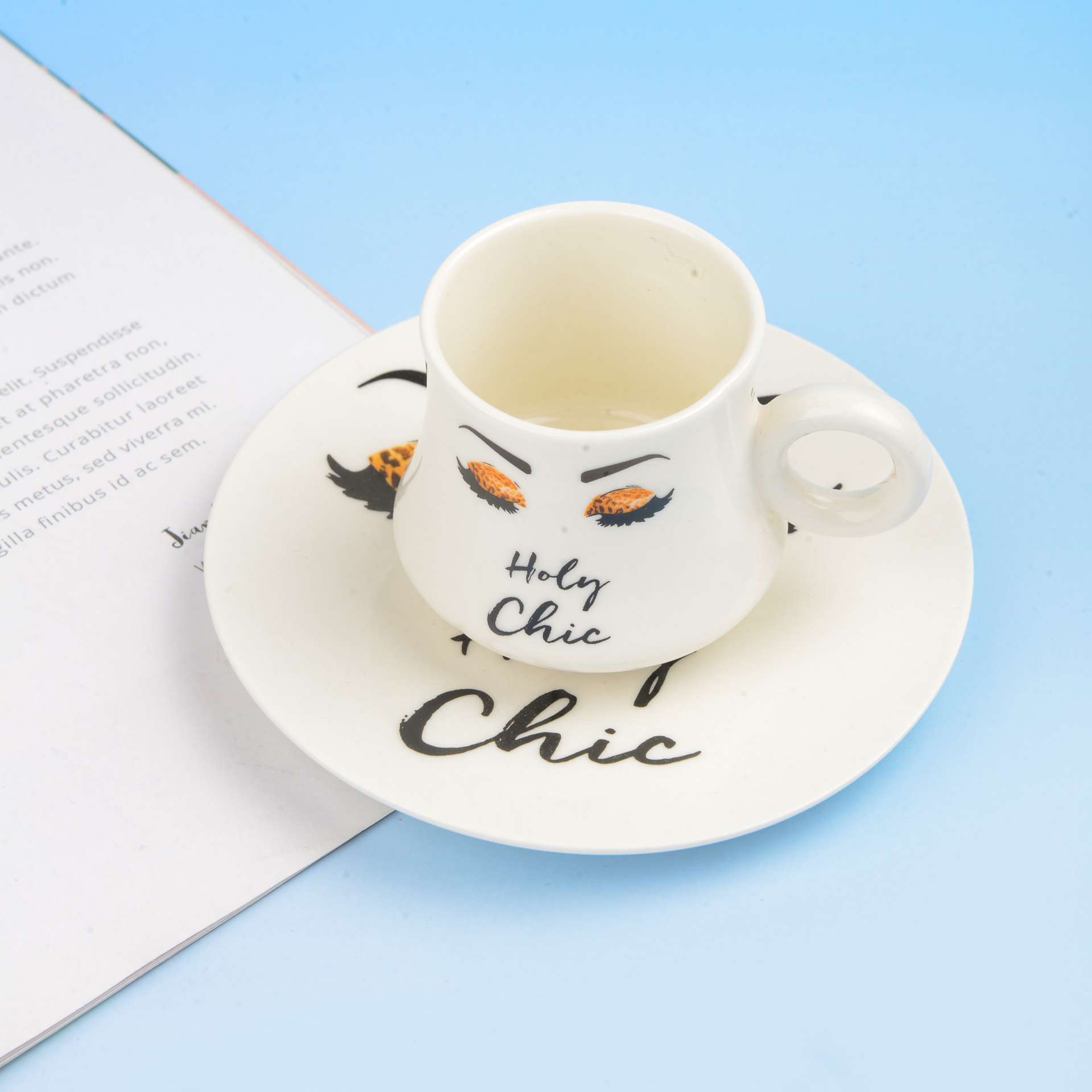 Ceramic six-cup and saucer gift box packaging for export to the Middle East, a best-selling coffee cup and saucer