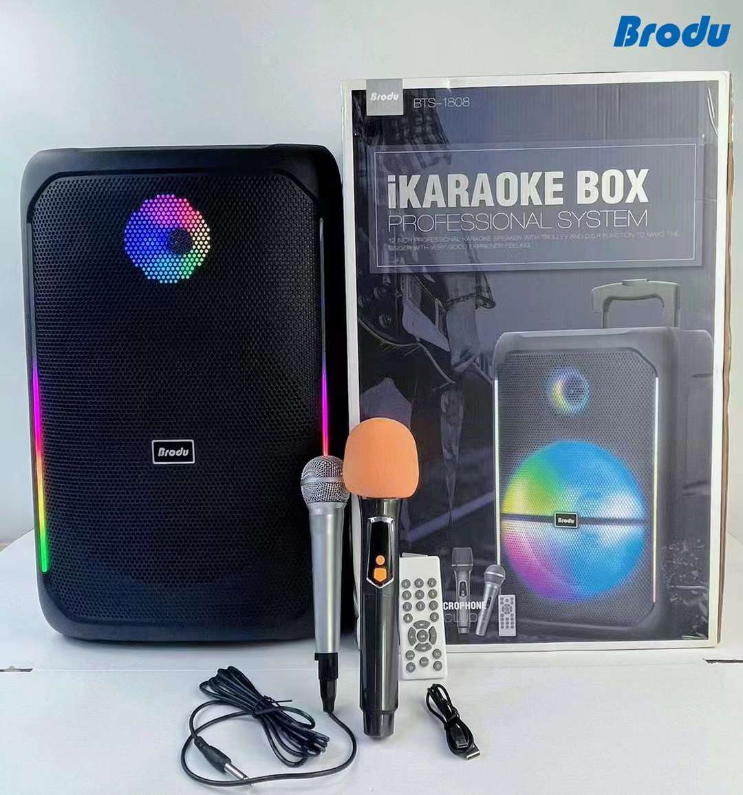 BTS-1808 12 "series portable speaker Bluetooth wireless speaker radio Wired microphone + wireless microphone details Picture
