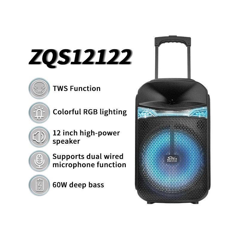 ZQS-12122 12-inch portable speaker Bluetooth wireless speaker radio wireless microphone