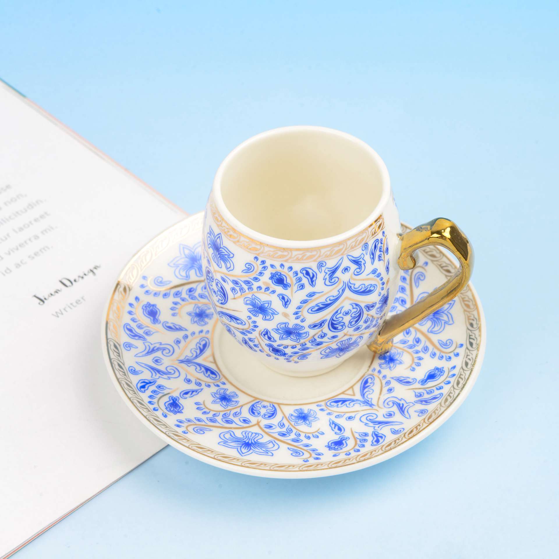 Ceramic six-cup saucer gift box packaging for export to the Middle East, Qatar. Best-selling coffee cups and saucers 2305 details Picture