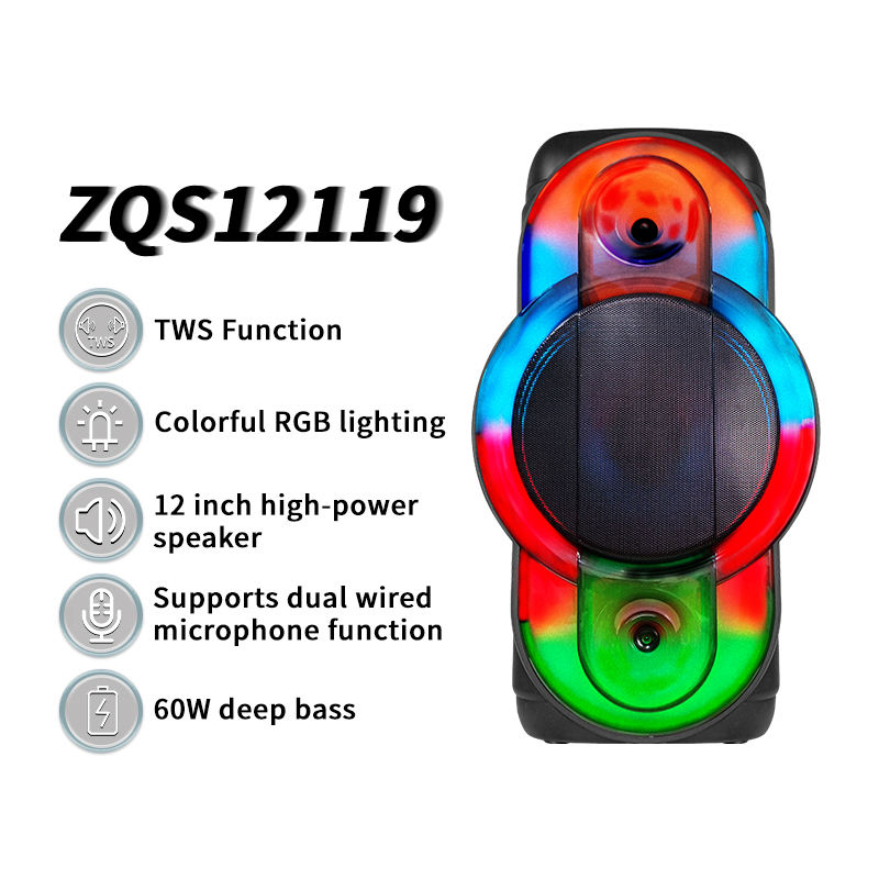 ZQS-12119 12-inch portable speaker Bluetooth wireless speaker radio wireless microphone