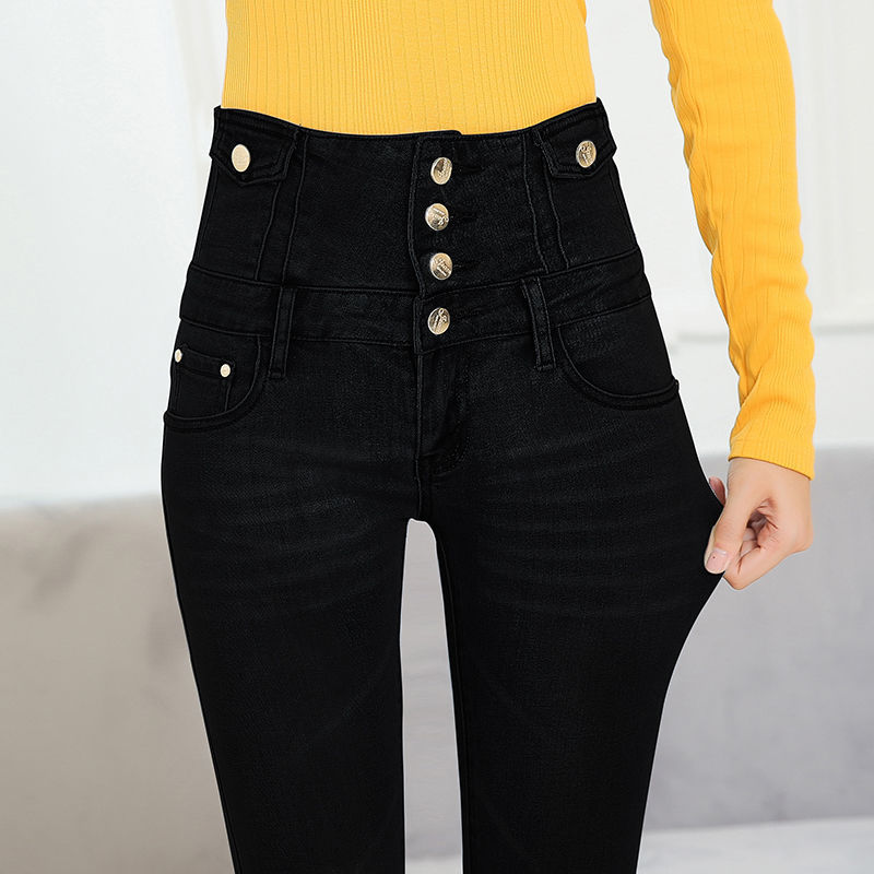 Women's new high-waisted jeans for summer 2023, high-end, slimming, figure-hugging, and height-enhancing, small-leg pencil pants detail image 3