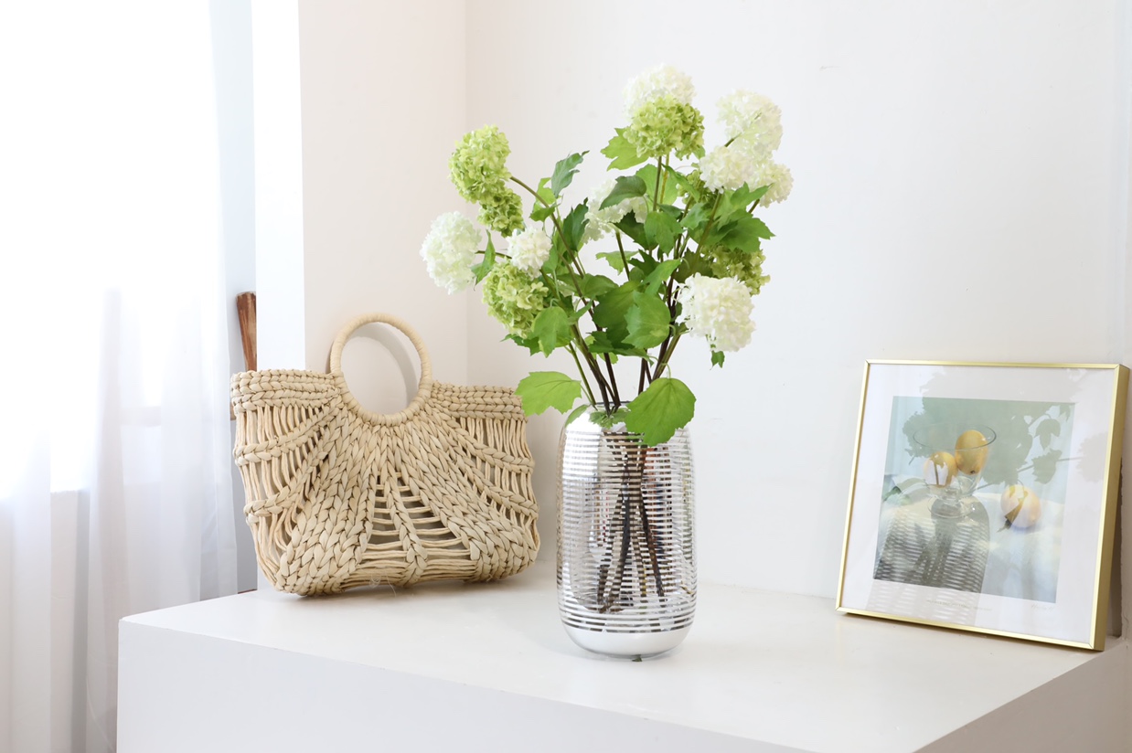 Silver electroplated glass vase Specification image