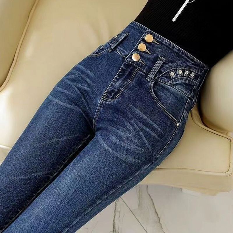 High-waisted women's new 2023 Spring and autumn collection, waist-cinching, elastic, slimming, short nine-inch skinny pants, long pants detail image 2
