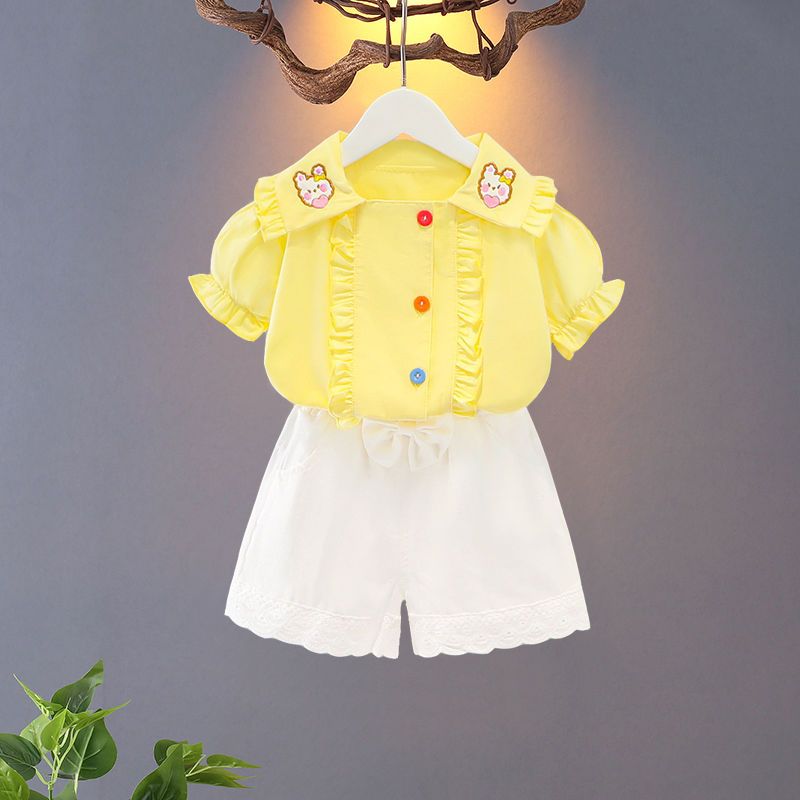 Girls' summer clothing 2022 New Style Stylish 1 Baby summer 3-year-old girl short-sleeved 4 Children's fashionable children's set 5