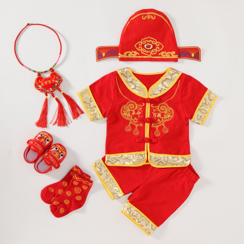 Baby's first birthday dress for men and women, spring and autumn, full moon, 100 days, one year old, summer dress for the first birthday celebration, baby's top scorer, Tang dress detail image 7