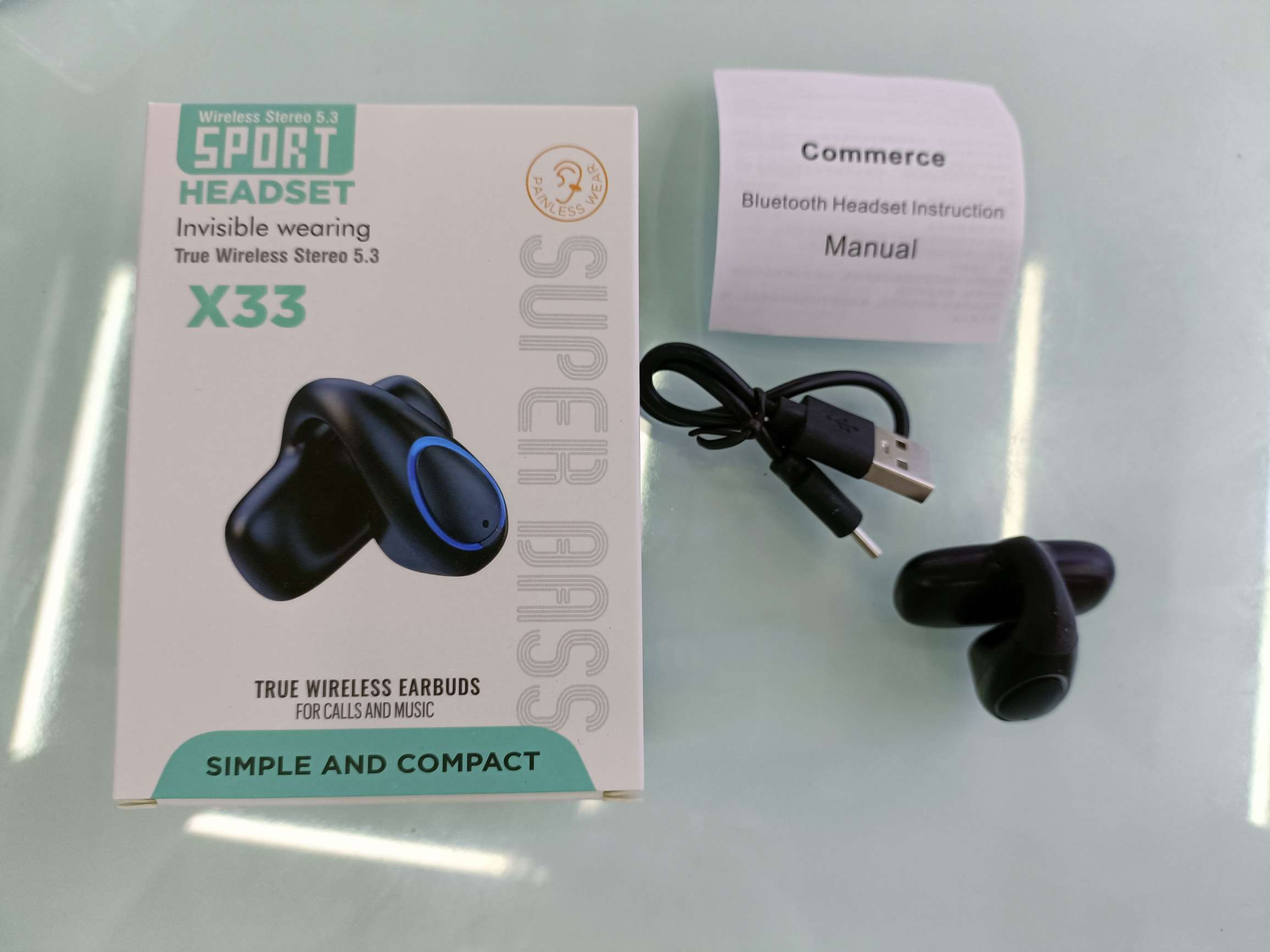 X33 Single ear clip Bluetooth headphones