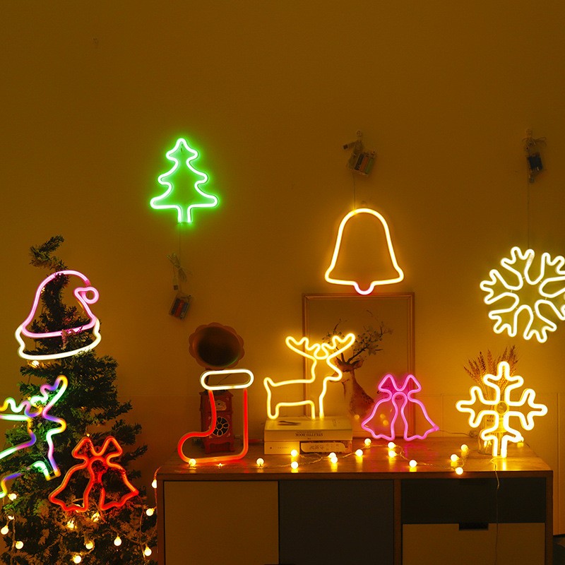 跨境新款LED圣诞节霓虹灯鹿头造型灯小鹿挂墙创意装饰灯厂家直供详情图4