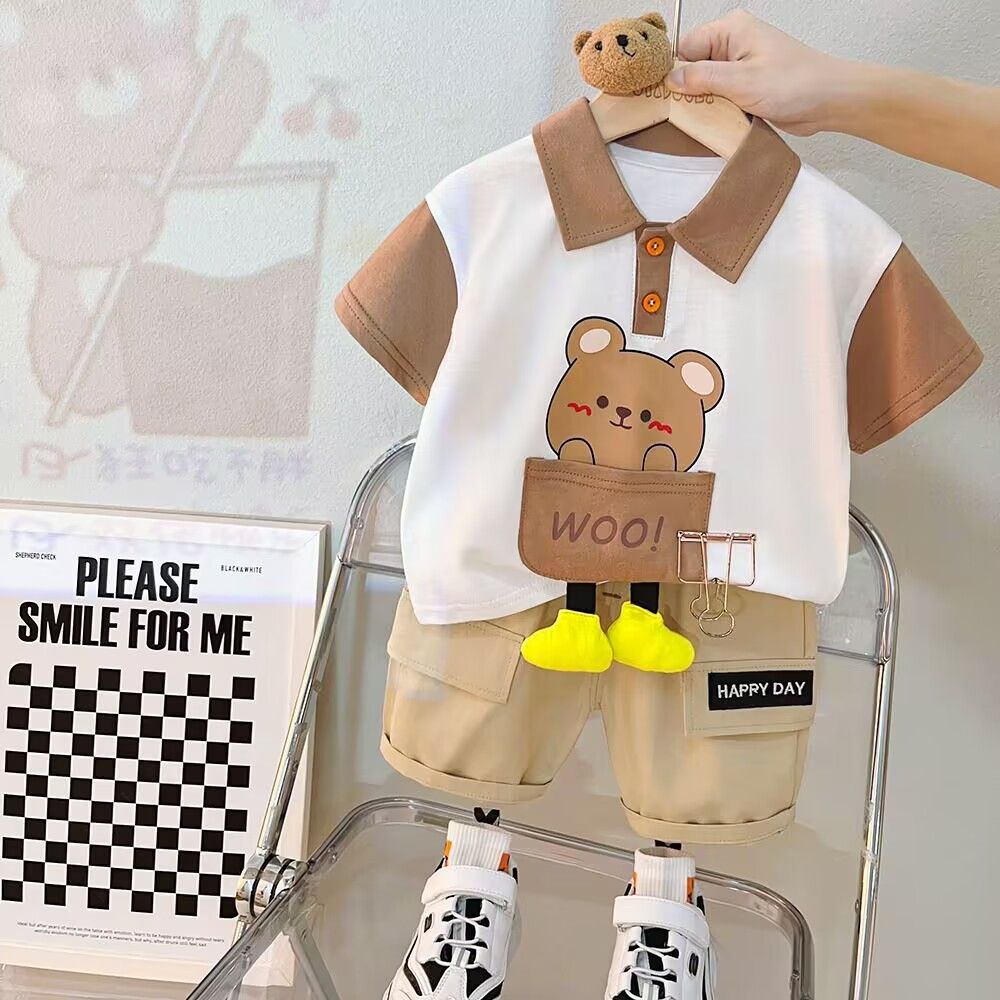 The 2023 new stylish set is super cute and adorable. Summer clothes for babies and cool short-sleeved two-piece outfits for boys are trendy Specification image