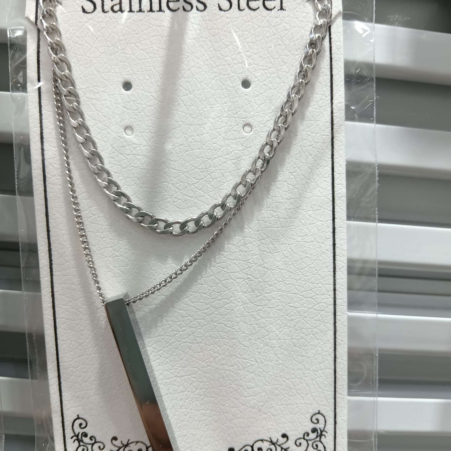 Stainless steel double-layer necklace, rigid color men's necklace