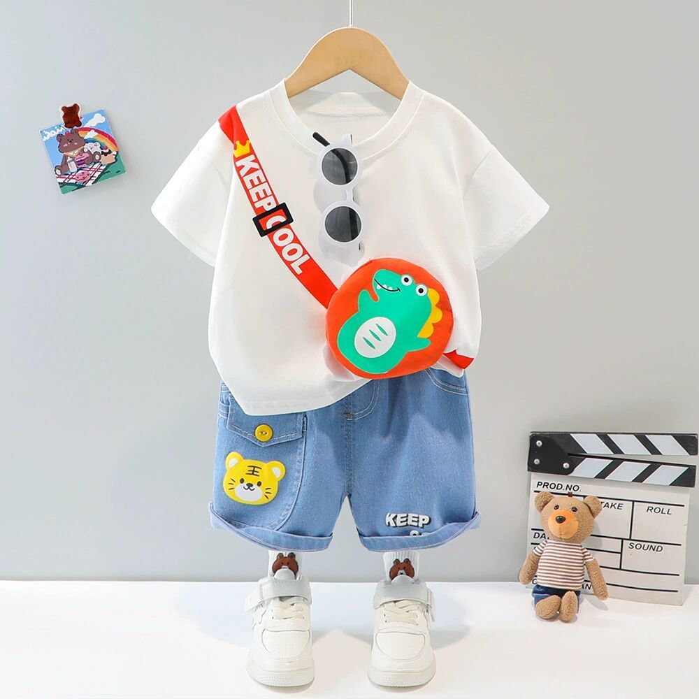 The 2023 new summer dress for baby boys is super cute, cartoonish, cool and adorable. It's a short-sleeved, stylish and casual two-piece set for infants and toddlers Specification image