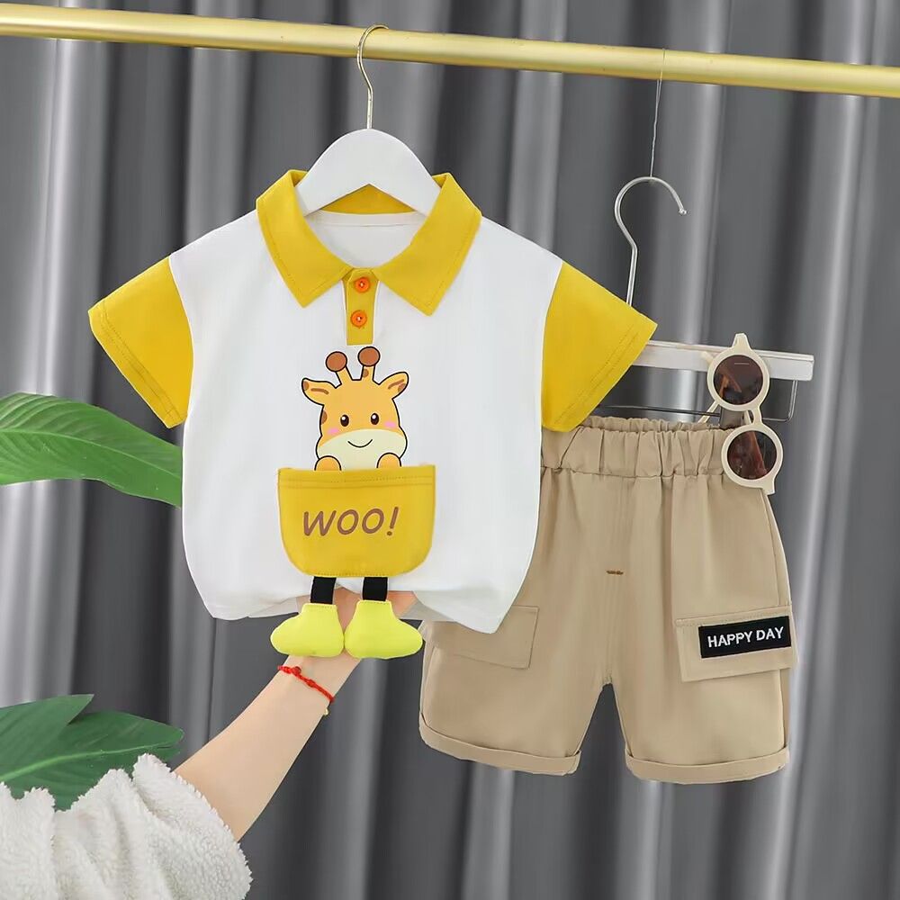 The 2023 new stylish set is super cute and adorable. Summer clothes for babies and cool short-sleeved two-piece outfits for boys are trendy detail image 3