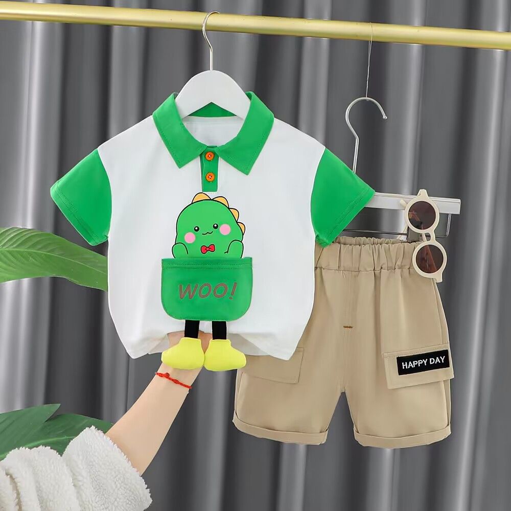 The 2023 new stylish set is super cute and adorable. Summer clothes for babies and cool short-sleeved two-piece outfits for boys are trendy detail image 2