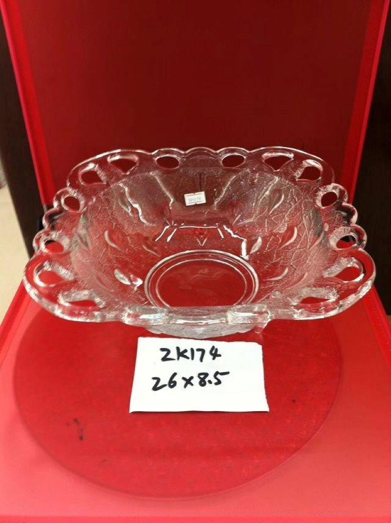 A glass home decoration item with four square holes, a fruit plate and storage tray Item Picture