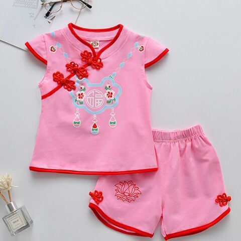 Baby summer children's clothing 0-1-2-3 years old Hanfu birthday wear, first birthday dress, baby and children's set detail image 9