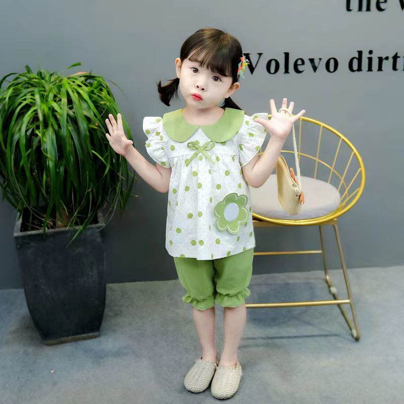 New summer girls' two-piece set, thin and super cute baby clothes, short-sleeved children's Internet celebrity two-piece set Item Picture