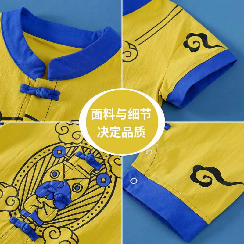 小宝宝婴儿夏款小少爷连体衣男宝宝夏季汉服国风网红哈衣短款爬服详情图6