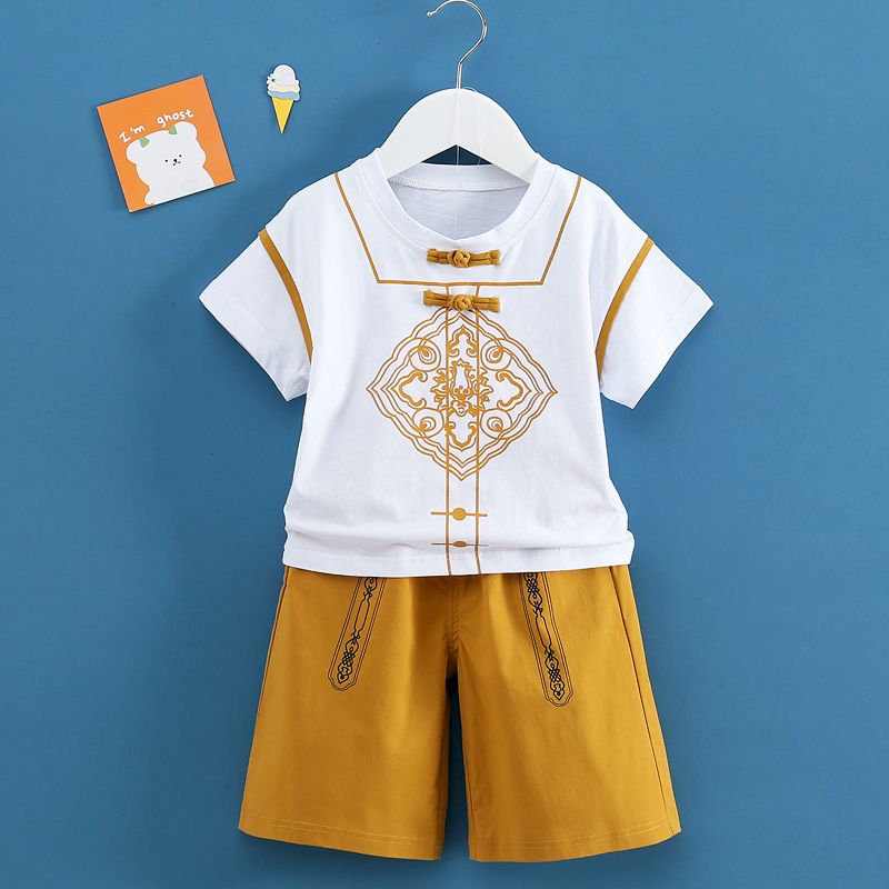 Little Boy 2023 Summer Set: Boys' Summer Clothing, Children's Hanfu Set, Boys' Summer Tang Suit, Chinese Style Two-piece Set detail image 4