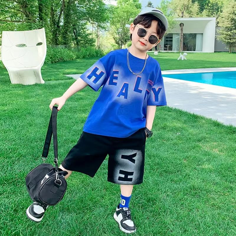 Children's Ultraman Boys' Summer Suit Spider-Man 2023 New Zhongda Children's Summer Boys' Sports Short-sleeved Two-piece set Item Picture