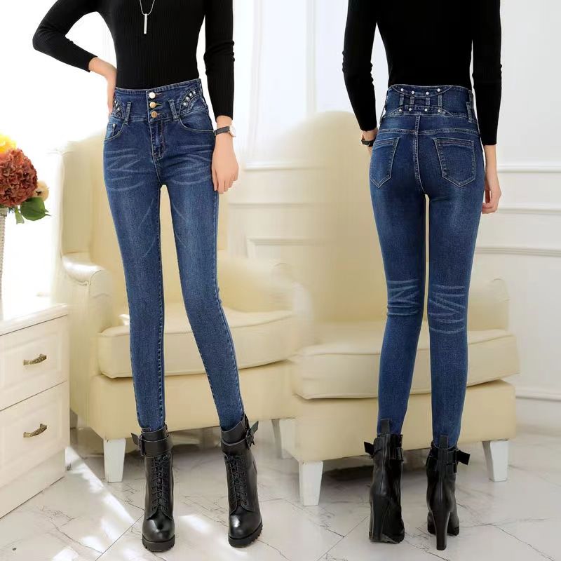 High-waisted women's new 2023 Spring and autumn collection, waist-cinching, elastic, slimming, short nine-inch skinny pants, long pants detail image 3