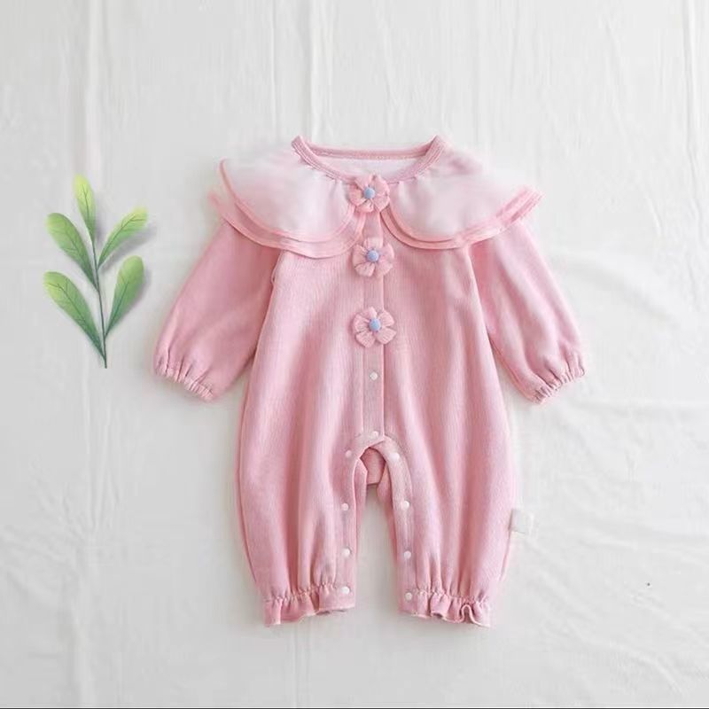 女童装/婴幼儿服装/婴儿爬爬服白底实物图