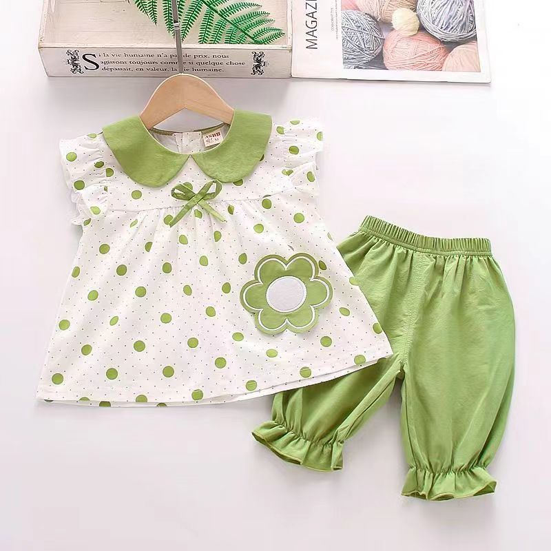 New summer girls' two-piece set, thin and super cute baby clothes, short-sleeved children's Internet celebrity two-piece set details Picture