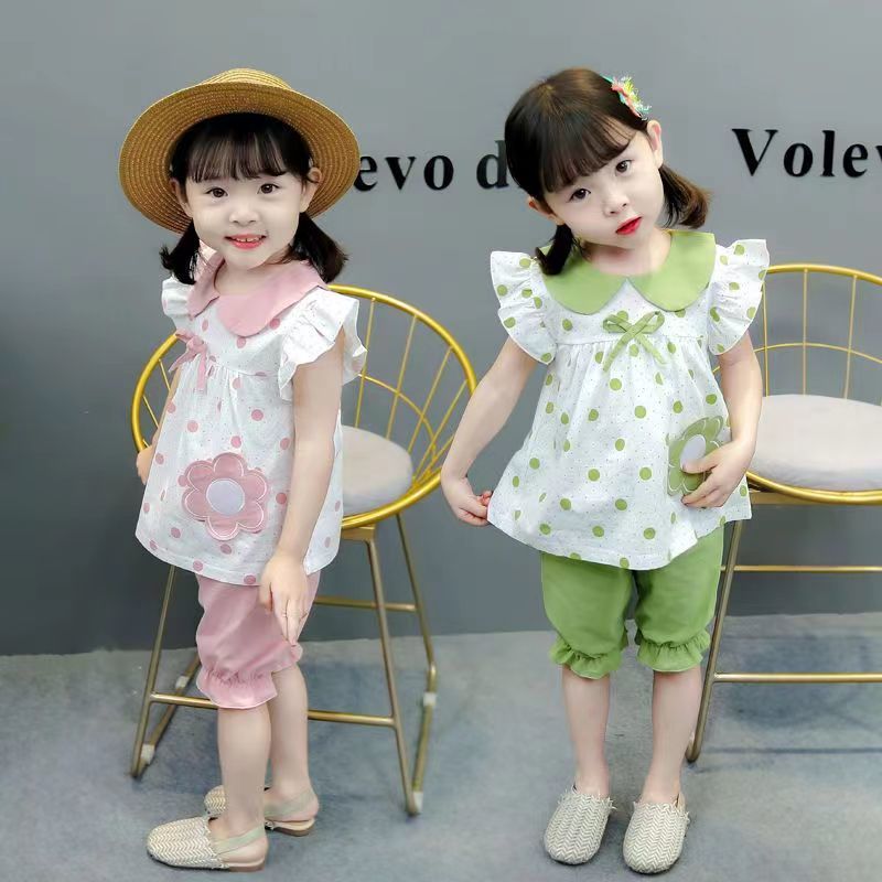 New summer girls' two-piece set, thin and super cute baby clothes, short-sleeved children's Internet celebrity two-piece set detail image 3