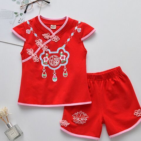 Baby summer children's clothing 0-1-2-3 years old Hanfu birthday wear, first birthday dress, baby and children's set detail image 8