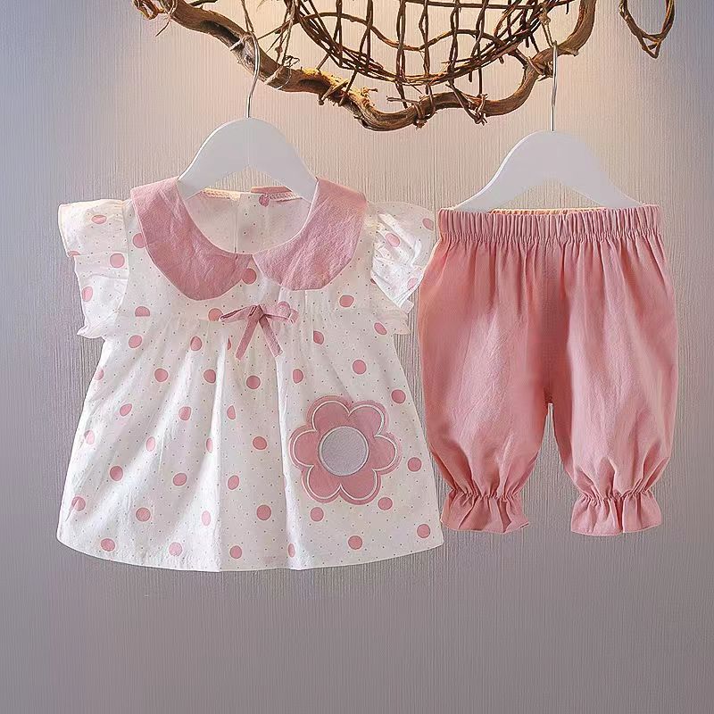 New summer girls' two-piece set, thin and super cute baby clothes, short-sleeved children's Internet celebrity two-piece set detail image 5
