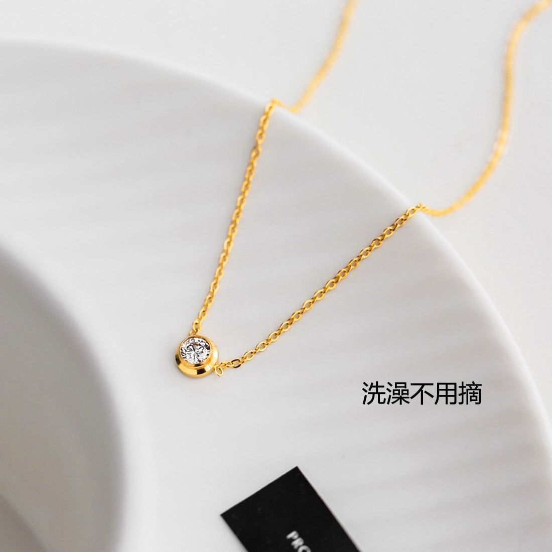 Stainless steel zircon necklace, 18K electroplated zircon necklace, exquisite necklace Specification image