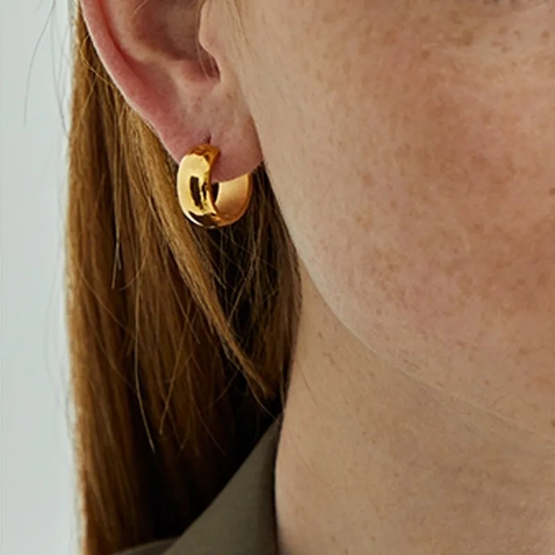 Stainless steel ear buckles, gold stainless steel ear rings, widened ear buckles Specification image