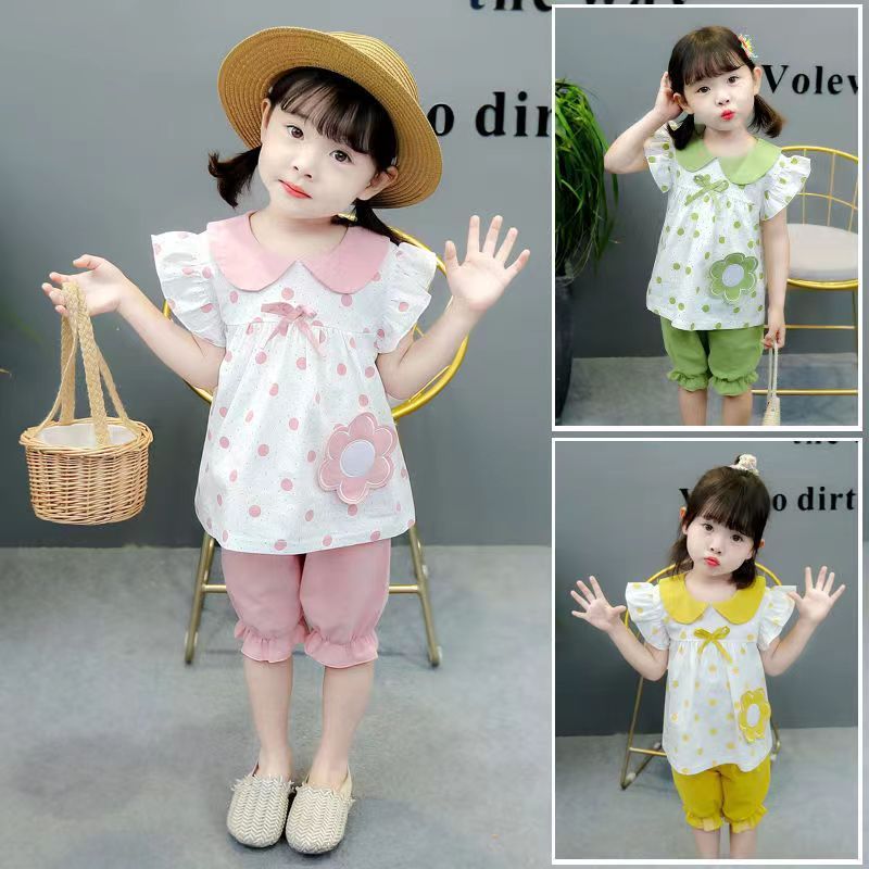New summer girls' two-piece set, thin and super cute baby clothes, short-sleeved children's Internet celebrity two-piece set detail image 4