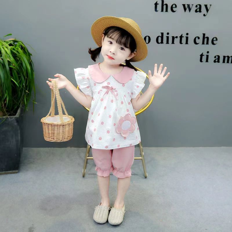 New summer girls' two-piece set, thin and super cute baby clothes, short-sleeved children's Internet celebrity two-piece set detail image 7