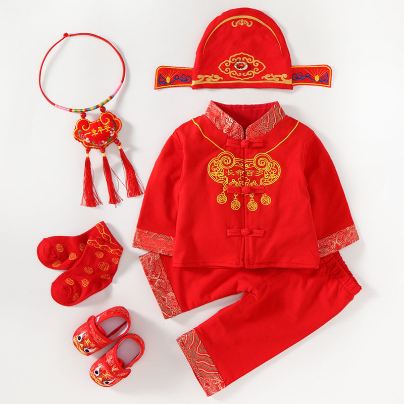Baby's first birthday dress for men and women, spring and autumn, full moon, 100 days, one year old, summer dress for the first birthday celebration, baby's top scorer, Tang dress detail image 11