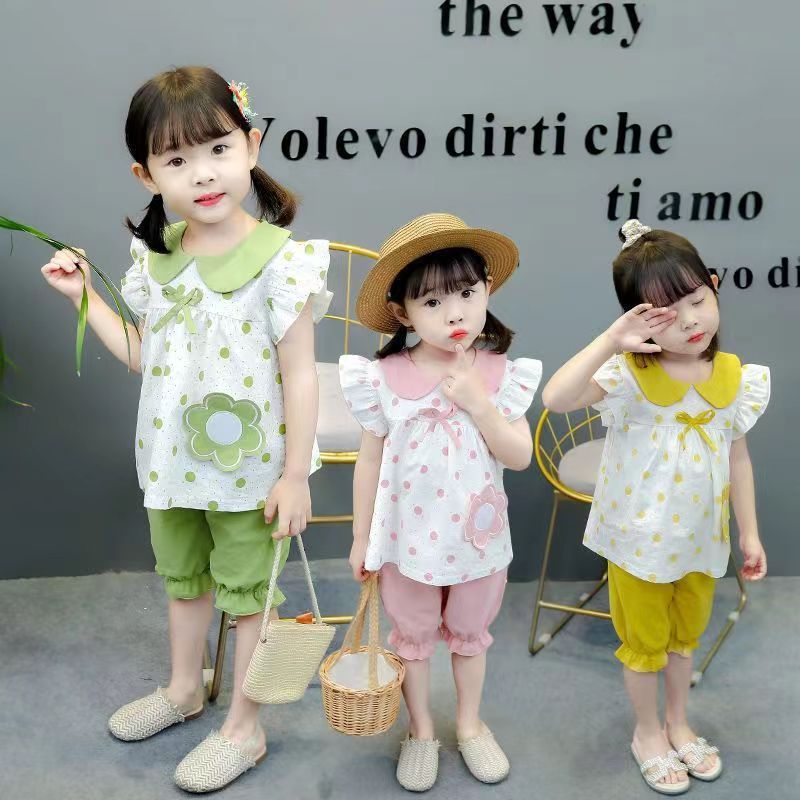 New summer girls' two-piece set, thin and super cute baby clothes, short-sleeved children's Internet celebrity two-piece set detail image 8